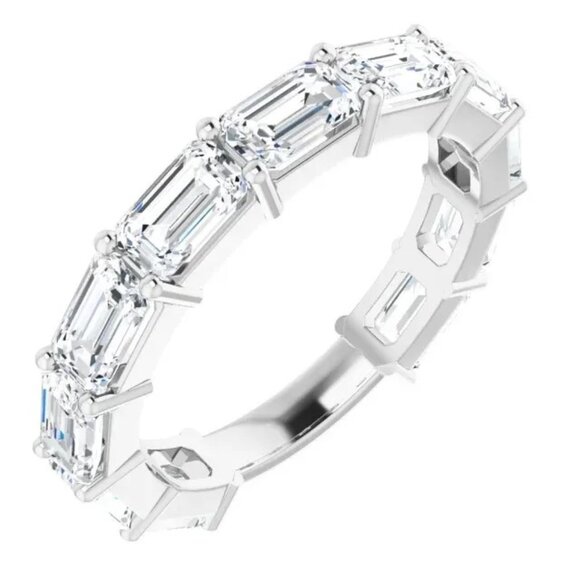 ⚡925 Silver Plated Imitate Moissanite Ring Emerald CZ Ring, MARR9390 - Picture 1 of 5